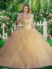 Luxurious Sweetheart Champagne Quinceanera Dresses with Beading