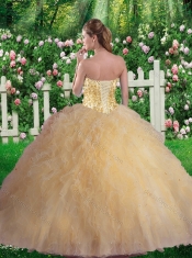 Luxurious Sweetheart Champagne Quinceanera Dresses with Beading