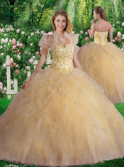 Luxurious Sweetheart Champagne Quinceanera Dresses with Beading