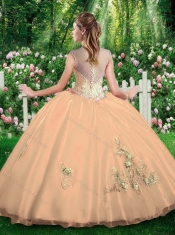 New Style Straps Champange Quinceanera Dresses with Beading and Appliques