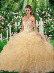 New Styles Ball Gown 2016 Quinceanera Gowns in Champagne