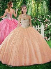 New Styles Ball Gown Sweetheart Beading Champagne Sweet 16 Dresses