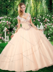 Pretty Ball Gown Cap Sleeves Straps Beading Quinceanera Dresses