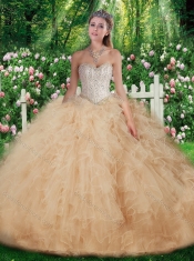 Pretty Ball Gown Quinceanera Dresses with Beading for 2016