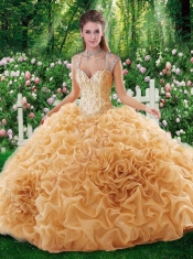 Pretty Ball Gown Straps Court Train 2016 Quinceanera Dresses with Beading