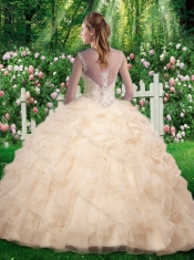 Pretty Champange Quinceanera Dresses with Beading and Appliques
