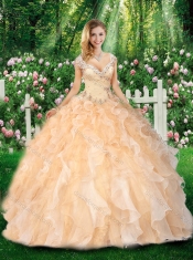 Pretty Straps Quinceanera Gowns with Beading and Ruffles