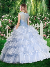 Romantic Ball Gown Quinceanera Gowns with Beading and Ruffled Layers