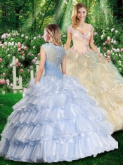 Romantic Ball Gown Quinceanera Gowns with Beading and Ruffled Layers