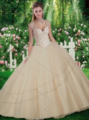 Simple Straps Beading Quinceanera Gowns for 2016