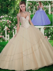 Simple Straps Beading Quinceanera Gowns for 2016