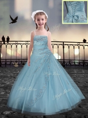 2016 Lovely Beading Adorable Little Girl Pageant Dressesin Light Blue