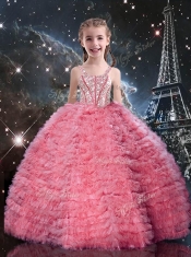 Beautiful Straps Adorable Little Girl Pageant Dresses with Beading and Ruffles