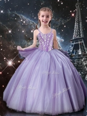 Classical Straps Adorable Little Girl Pageant Dresses in Lavender