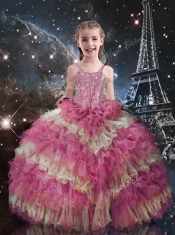 Fashionable Straps Ruffled Layers Adorable Little Girl Pageant Dress for Fall