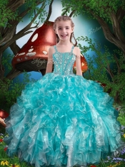 Hot Sale Straps Adorable Little Girl Pageant Dresses with Beading and Ruffles for Summer