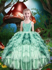 Lovely Straps Adorable Little Girl Pageant Dress with Beading and Ruffles
