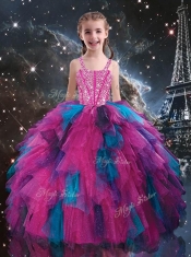 Petty Straps Beading Multi Color Adorable Little Girl Pageant Dresses for Winter