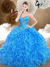 2016 Pretty Blue Sweet 16 Gowns with Beading and Ruffles