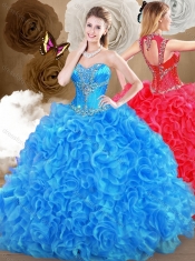 2016 Pretty Blue Sweet 16 Gowns with Beading and Ruffles