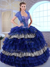 Beautiful Sweetheart Ball Gown Ruffled Layers and Zebra Quinceanera Dresses