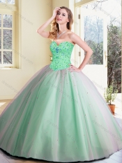 Cheap Ball Gown Beading Quinceanera Dresses in Apple Green