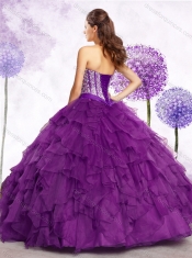 Cheap Ball Gown Purple Quinceanera Gowns with Beading and Ruffles