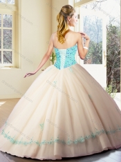 Classical Sweetheart Beading and Appliques Champagne Quinceanera Dresses