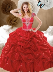 Discount Brush Train Hot Pink Sweet 16 Dresses with Pick Ups