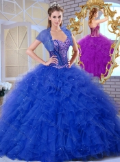 Discount Sweetheart Blue Quinceanera Dresses with Ruffles and Appliques Discount Sweetheart Blue Quinceanera Dresses with Ruffles and Appliques