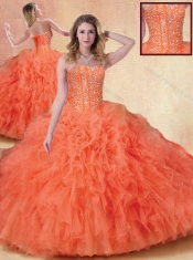 Elegant Ball Gown Orange Red Sweet 16 Dresses with Ruffles