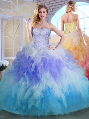 Elegant Sweetheart Multi Color Quinceanera Gowns with Beading and Ruffles
