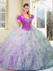 Exquisite Multi Color Sweet 16 Dresses with Beading and Ruffles