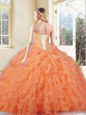 Fashionable Ball Gown Orange Red Quinceanera Gowns with Ruffles