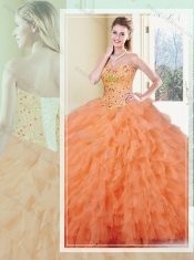 Fashionable Ball Gown Orange Red Quinceanera Gowns with Ruffles