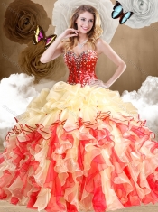 Fashionable Multi Color Sweet 16 Dresses with Beading and Ruffles