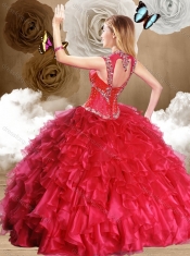 Fashionable Red Quinceanera Gowns with Beading and Ruffles