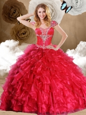 Fashionable Red Quinceanera Gowns with Beading and Ruffles