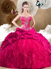 Fashionable Red Sweet 16 Dresses with Beading and Pick Ups