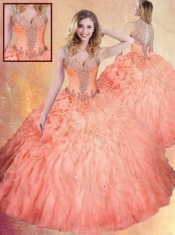 Fashionable Straps Ball Gown Sweet 16 Dresses with Ruffles and Appliques