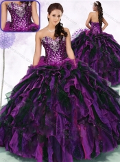 Gorgeous Sweetheart Multi Color Quinceanera Gowns with Ruffles and Sequins