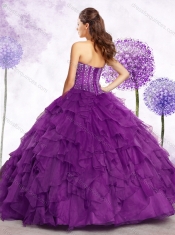 Latest Ball Gown Purple Quinceanera Gowns with Beading and Ruffles