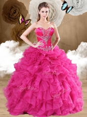 Latest Beading and Ruffles Quinceanera Gowns in Red