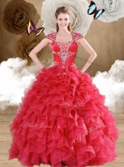 Latest Beading and Ruffles Quinceanera Gowns in Red