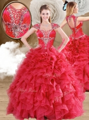 Latest Beading and Ruffles Quinceanera Gowns in Red