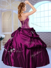 Luxurious Ball Gown Taffeta Dark Purple Quinceanera Dresses with Pick Ups