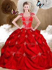 Luxurious Hot Pink Sweet 16 Dresses with Appliques and Pick Ups