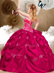Luxurious Hot Pink Sweet 16 Dresses with Appliques and Pick Ups