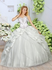 Modest Appliques and Pick Ups Quinceanera Dresses in White