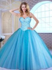 Most Popular Ball Gown Baby Blue Quinceanera Dresses with Beading